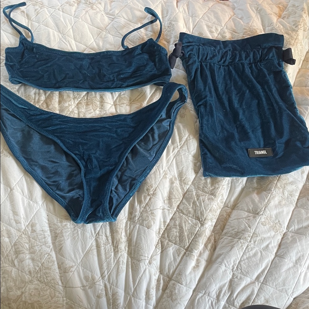 Triangl Blue Velvet Bikini Set